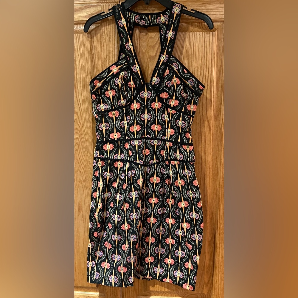 French Connection Vibrant Floral Print Strappy Halter‎ Neck Mini Dress Size 0